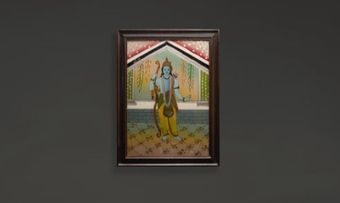 REVERSE GLASS PAINTING OF SHREE RAM