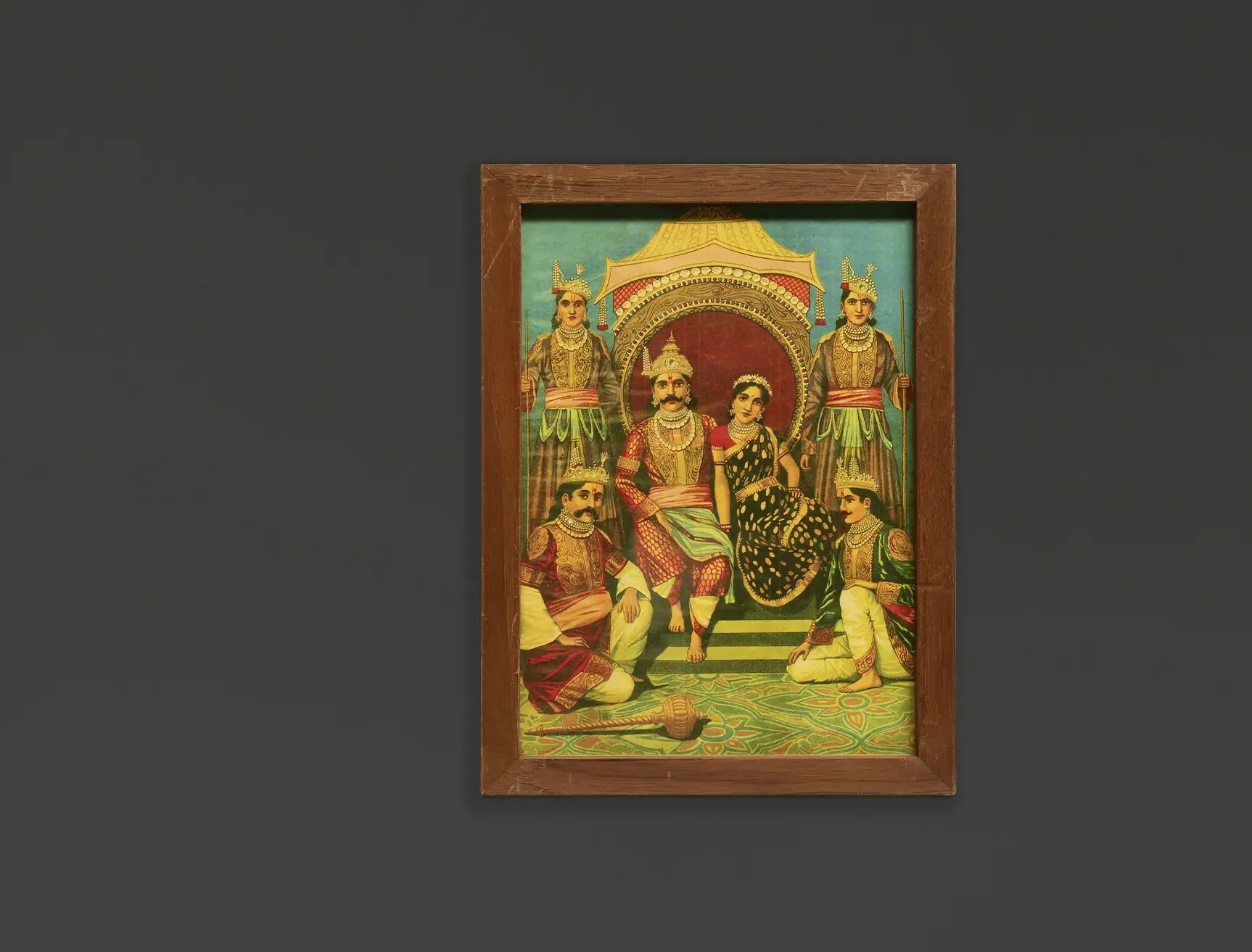 Panch Pandav and Draupadi  Raja Ravi Verma Lithograph