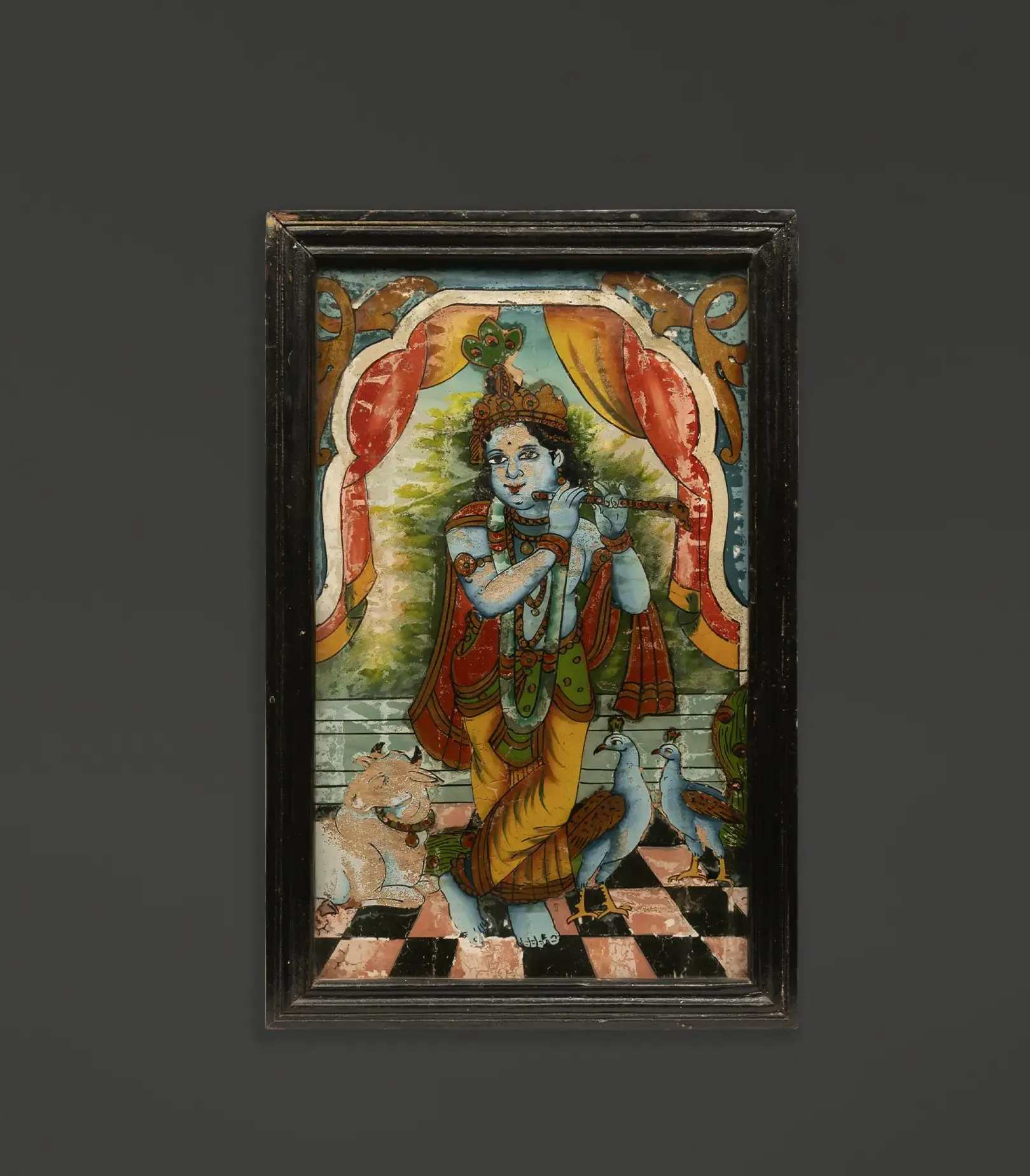 Reverse Glass Painting : Krishna