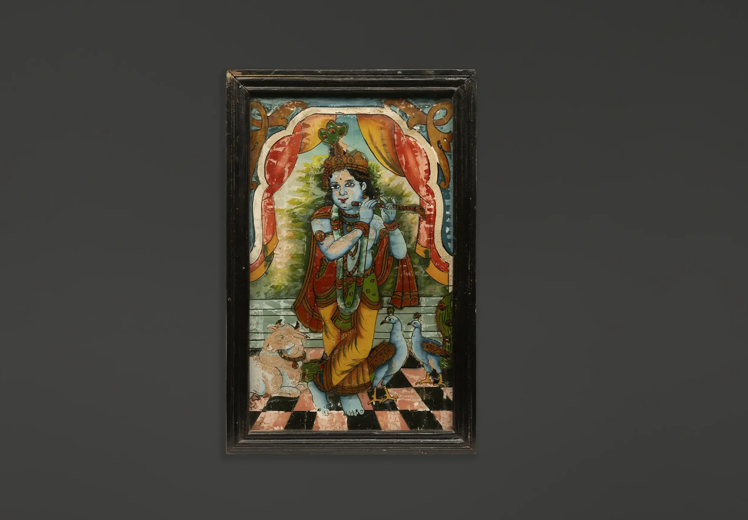 Reverse Glass Painting : Krishna