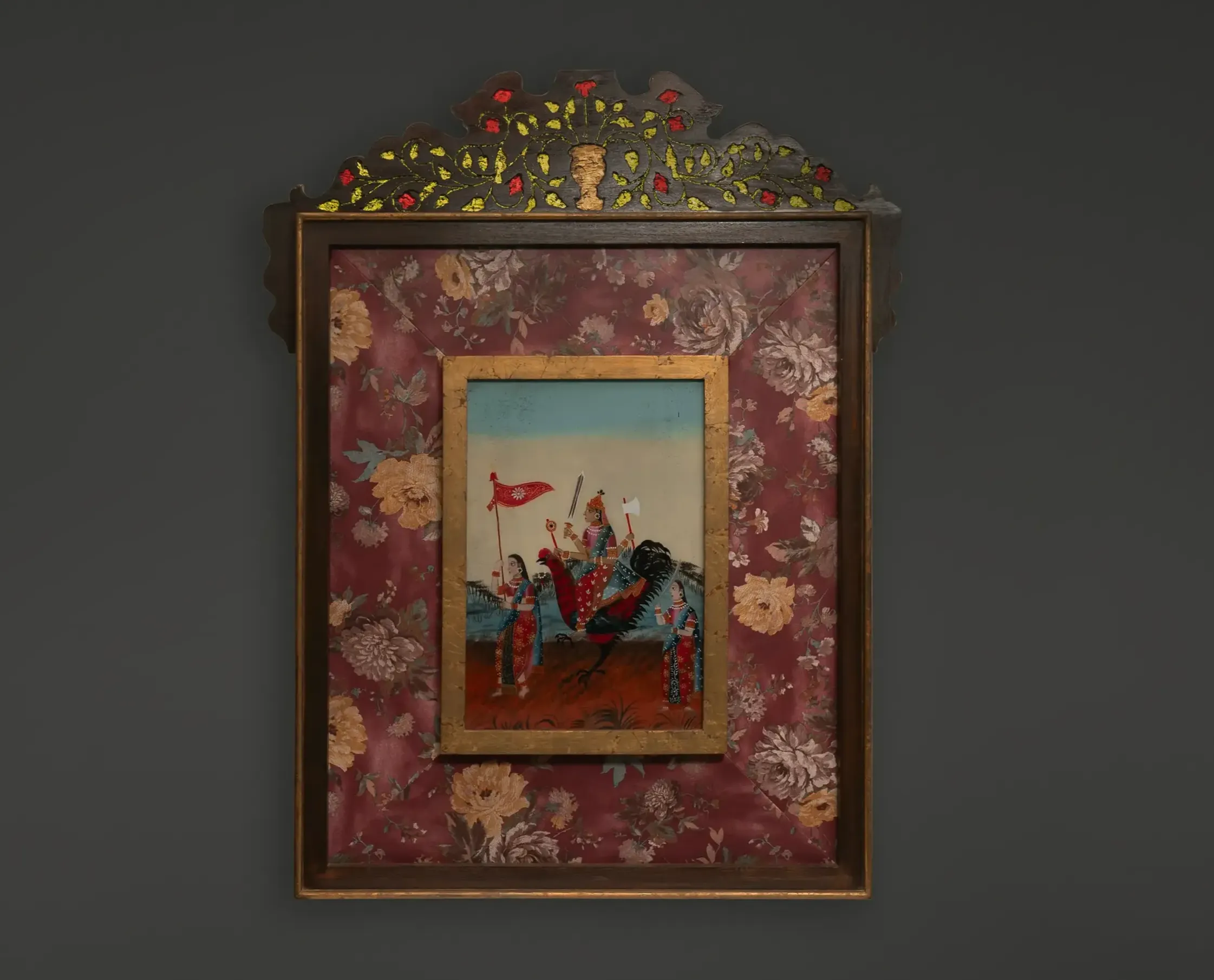 Reverse Glass Painting of Goddess Bahuchara