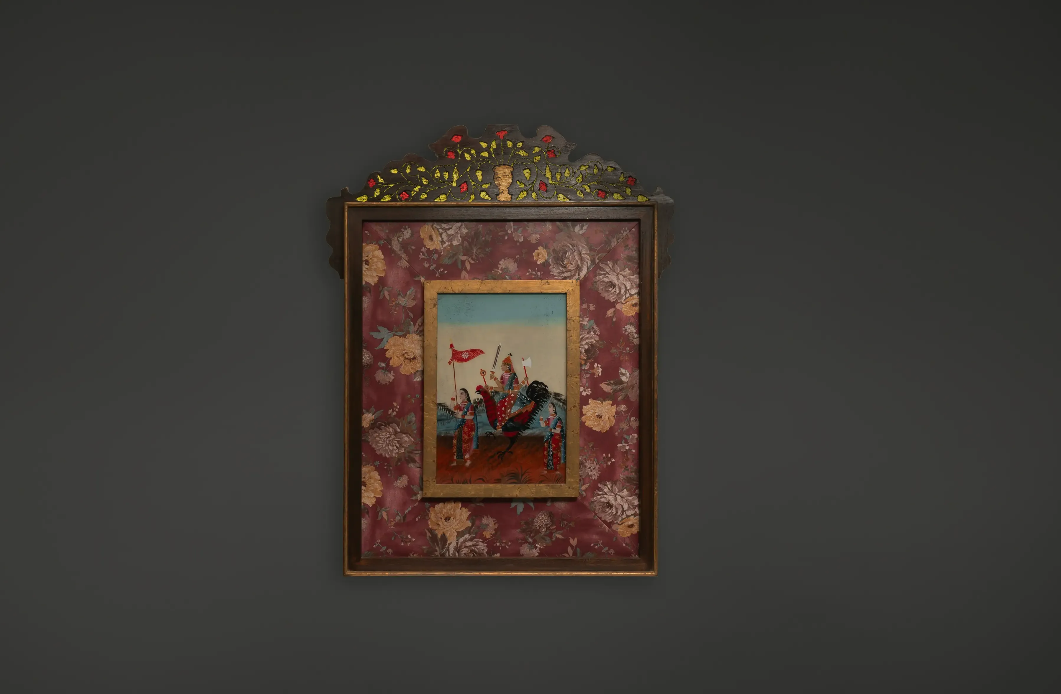 Reverse Glass Painting of Goddess Bahuchara