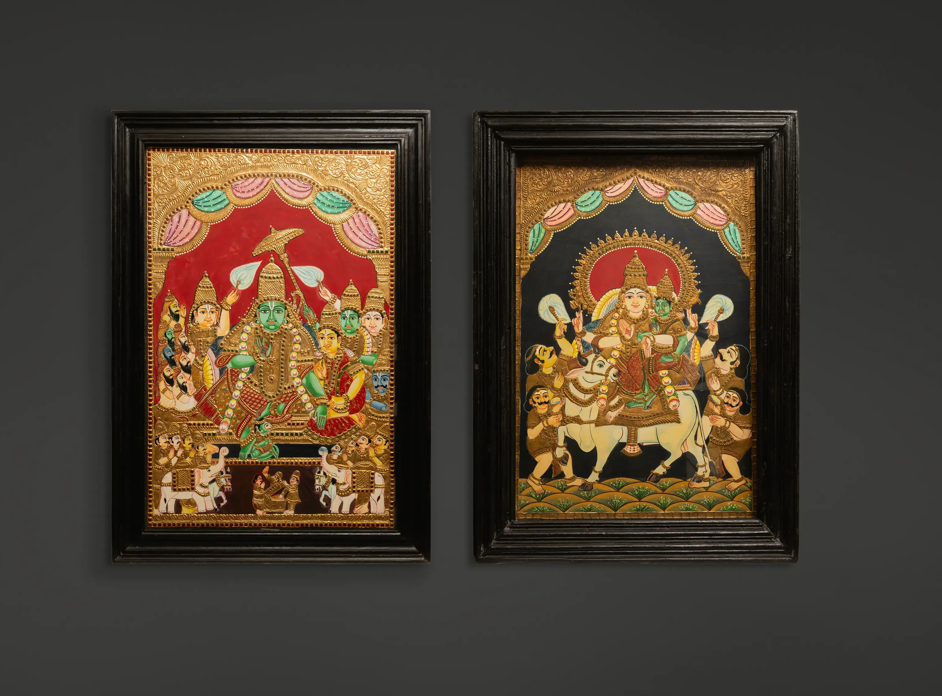 Shiv - Parvati & Ram Darbar Tanjore Painting