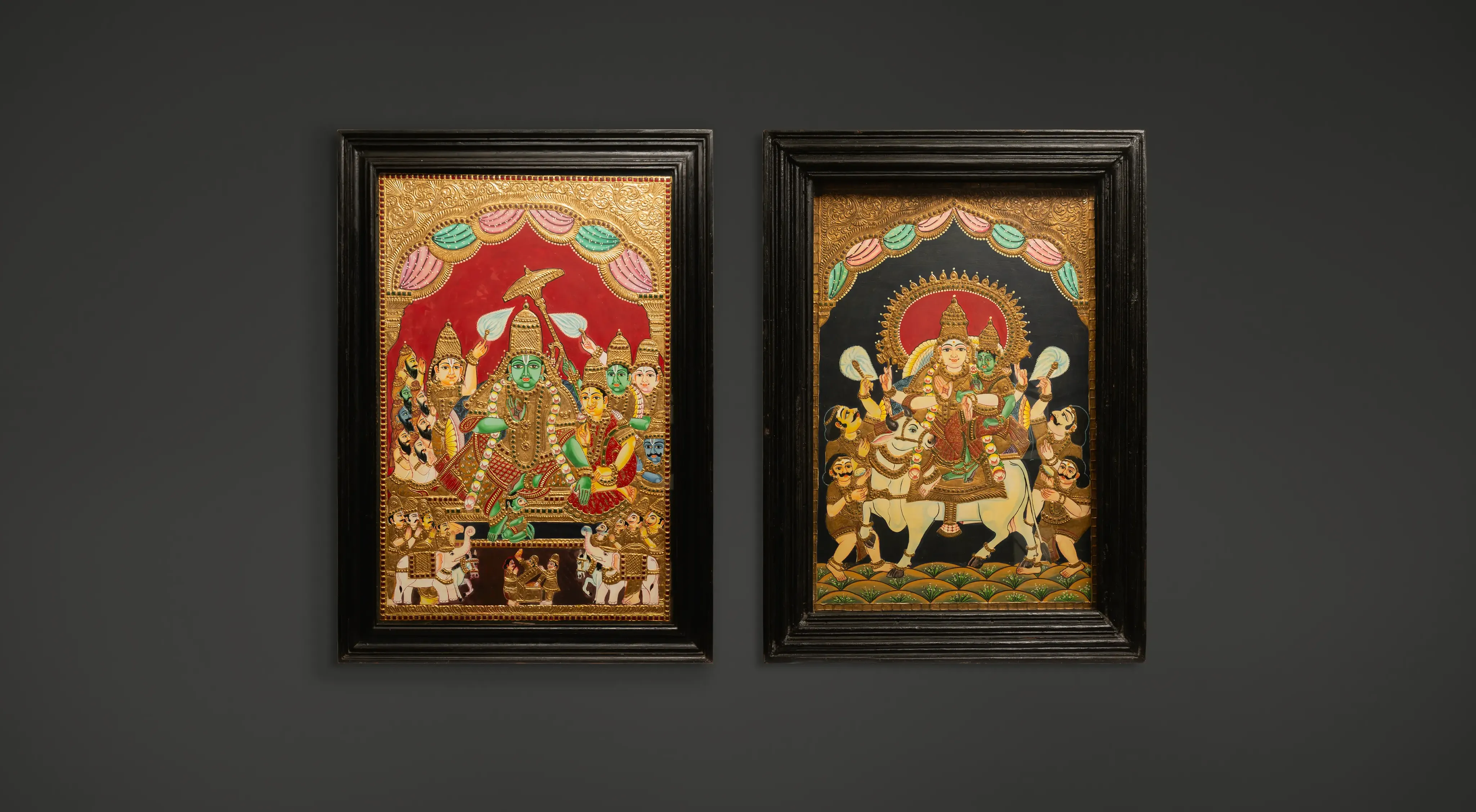 Shiv - Parvati & Ram Darbar Tanjore Painting