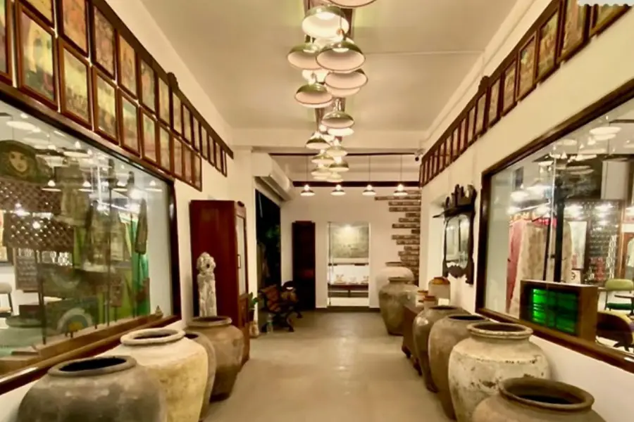 decorative peices displayed .