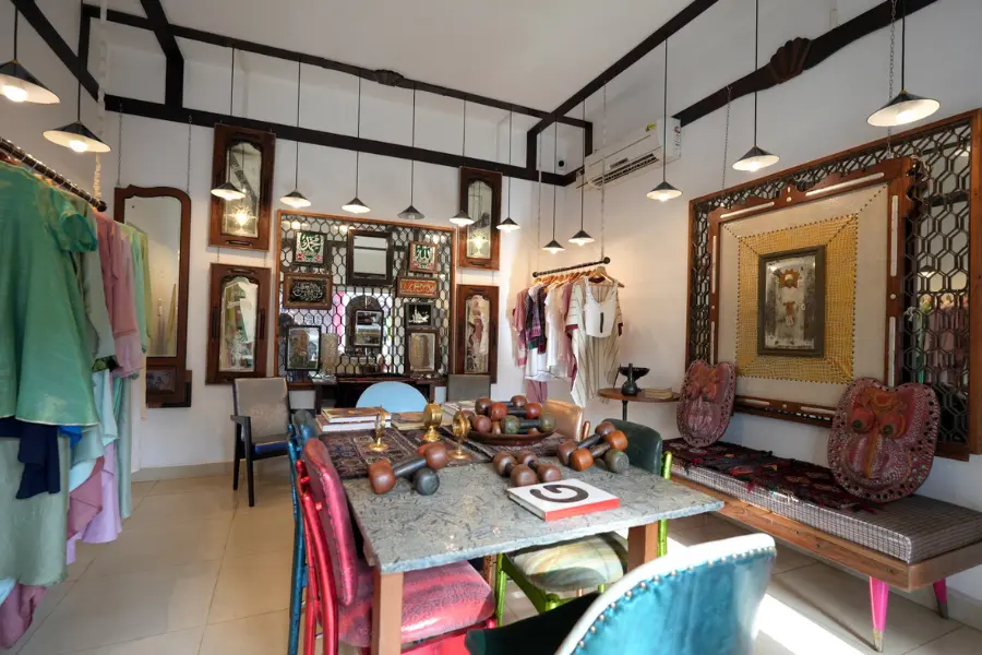 a well lit room displaying design elements.