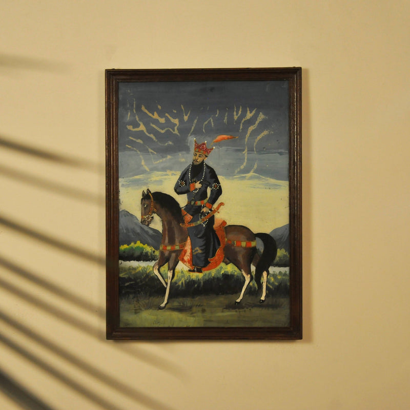 Reverse Glass Painting of a Persian Horserider