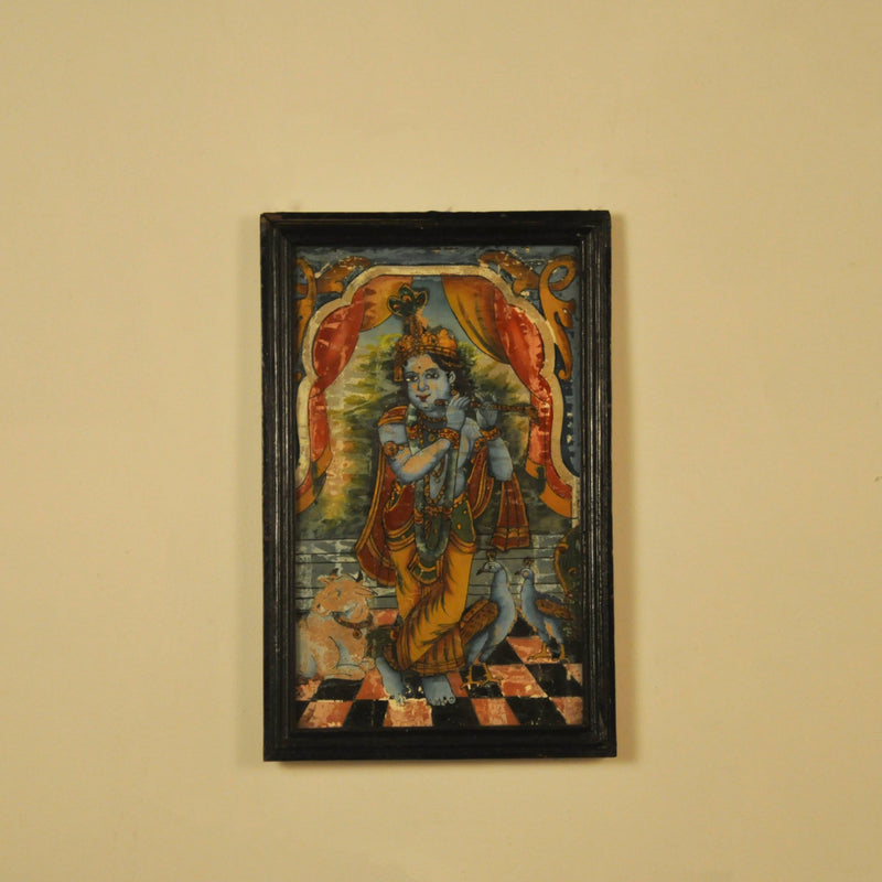 Reverse Glass Painting : Krishna