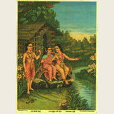 Ram, Laxman and Sita : Raja Ravi Verma Lithograph
