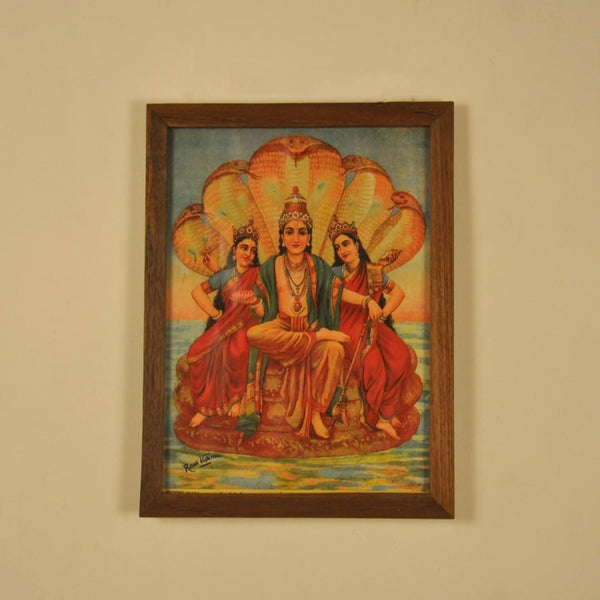 Shesh Narayan : Raja Ravi Verma Lithograph